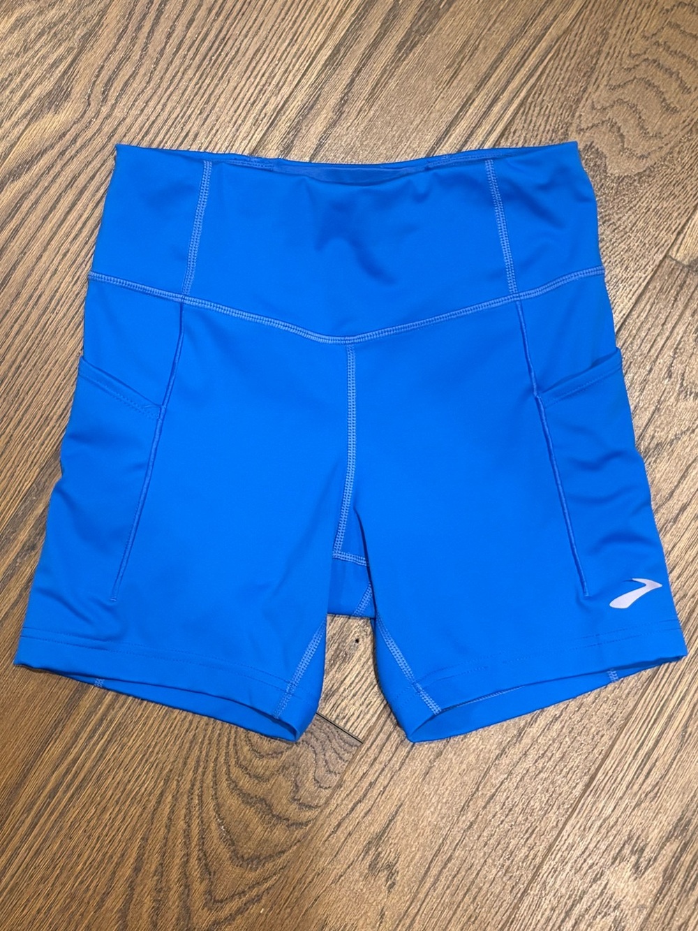 Brooks Cobalt Blue High-Rise Running Shorts with Side Pockets
